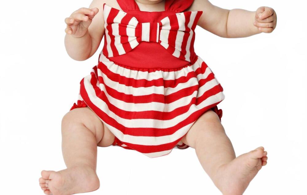 NEW LEMON LOVES LAYETTE baby girls' bow love romper in true red/ivory